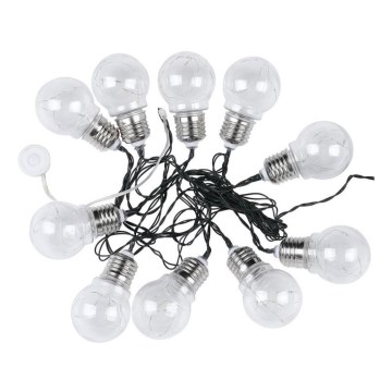 LED Napelemes lánc 10xLED/1W/1,2V 1xAA 2 m IP44 3000K 300 mAh