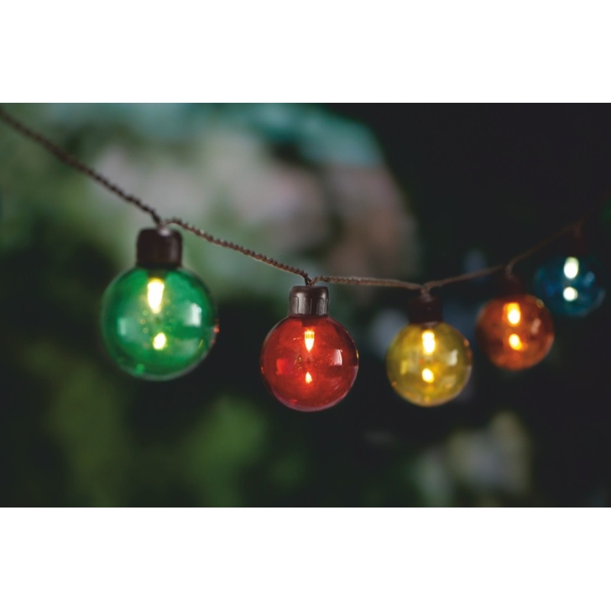 LED Napelemes lánc 10xLED/3,65m 600 mAh IP44 többszínű