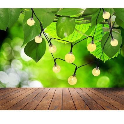 LED Napelemes lánc 30xLED/8 funkció 300 mAh 4,9 m IP44 meleg fehér