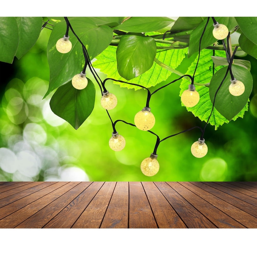 LED Napelemes lánc 30xLED/8 funkció 300 mAh 4,9 m IP44 meleg fehér