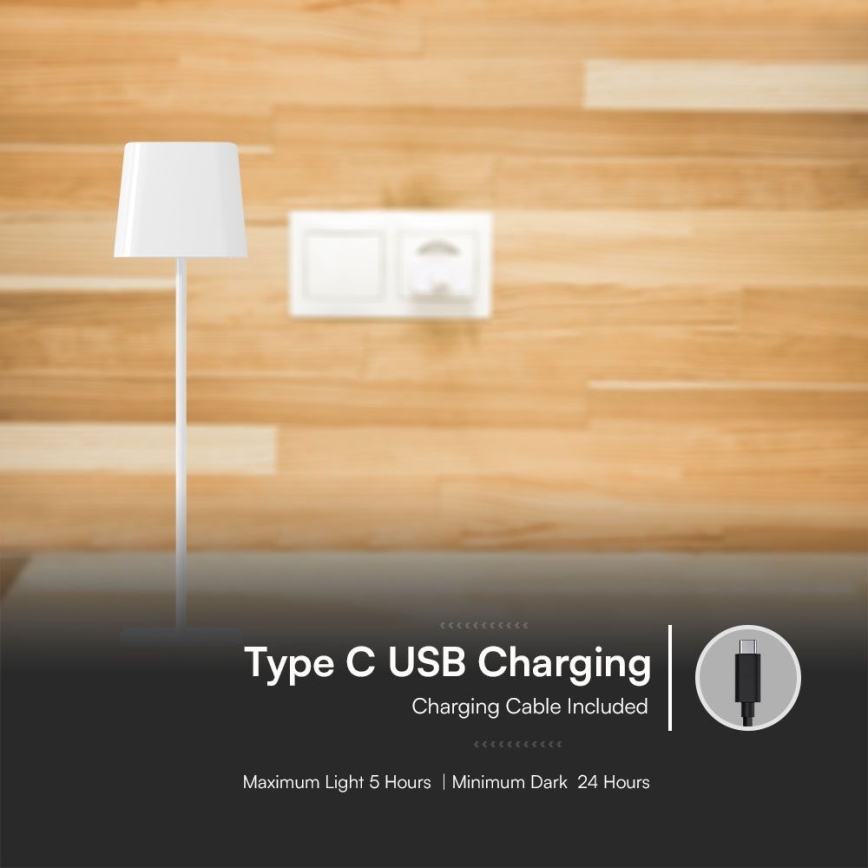 LED Napelemes dimmelhető mágneses érintős újratölthető asztali lámpa LED/5W/5V 3000-6000K 3600 mAh IP65 fehér