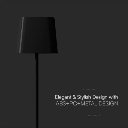 LED Napelemes dimmelhető mágneses érintős újratölthető asztali lámpa LED/5W/5V 3000-6000K 3600 mAh IP65 fekete