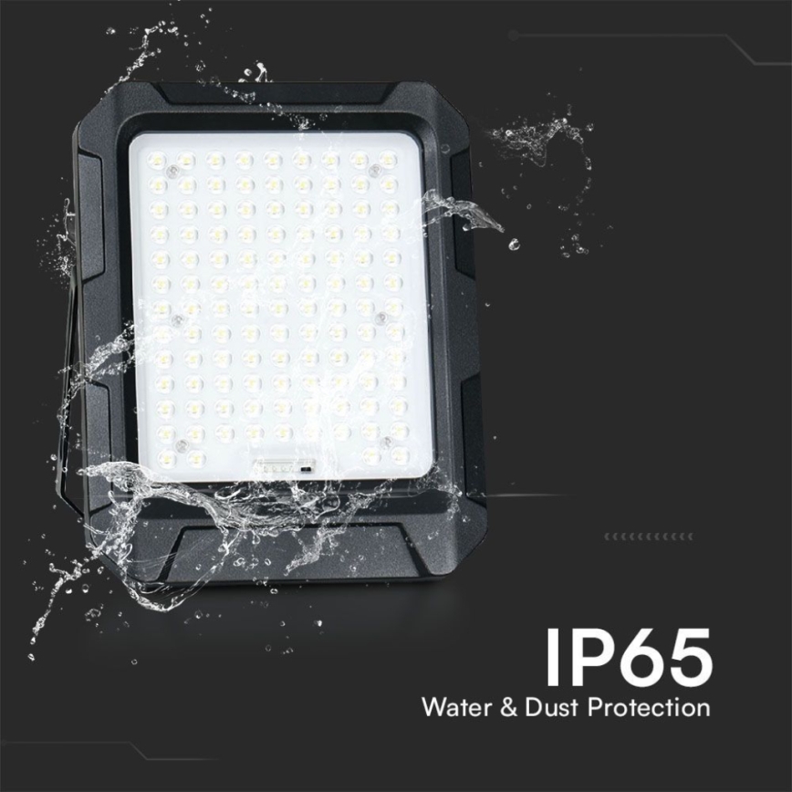 LED napelemes reflektor LED/15W/3,7V IP65 4000K 12000 mAh fekete + távirányító