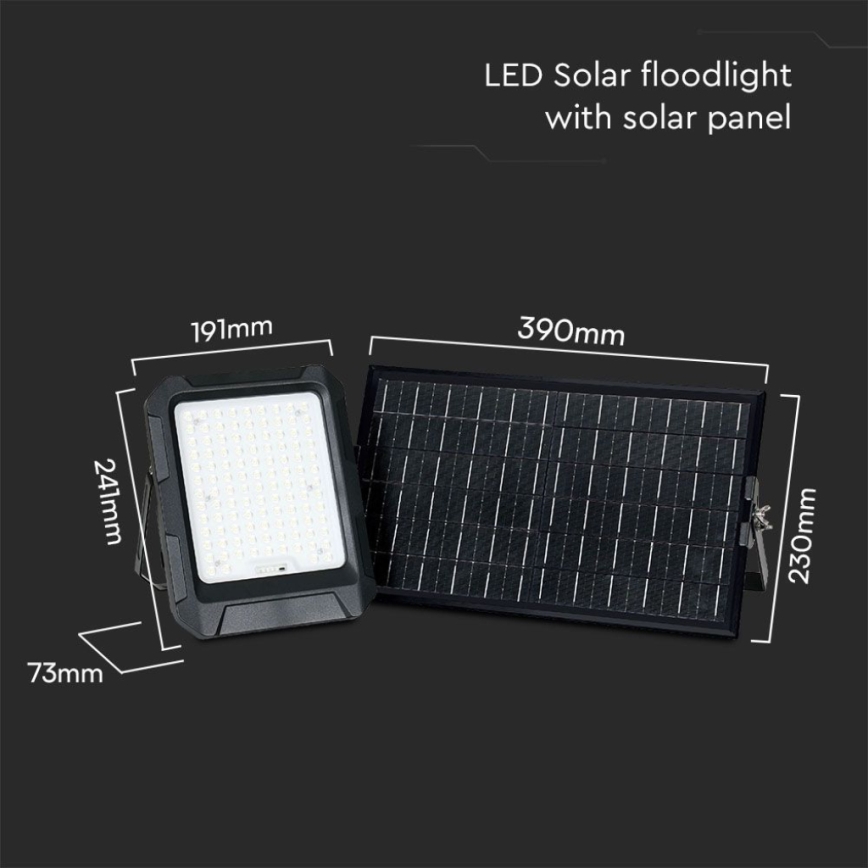 LED napelemes reflektor LED/15W/3,7V IP65 4000K 12000 mAh fekete + távirányító