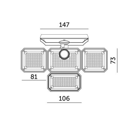 LED napelemes reflektor érzékelővel GLOW LED/2,5W/3,7V 6500K IP44 2400 mAh + távirányító