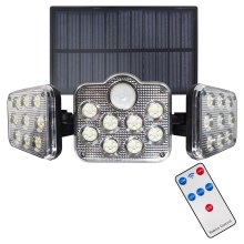 LED Napelemes reflektor mozgás- és szürkületérzékelővel LED/20W/3,7V 1200 mAh IP44 + RC
