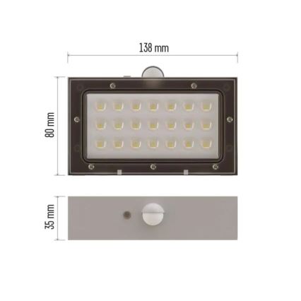 LED Napelemes reflektor mozgásérzékelővel LED/3,7V 1200mAh 4000K IP65 fehér