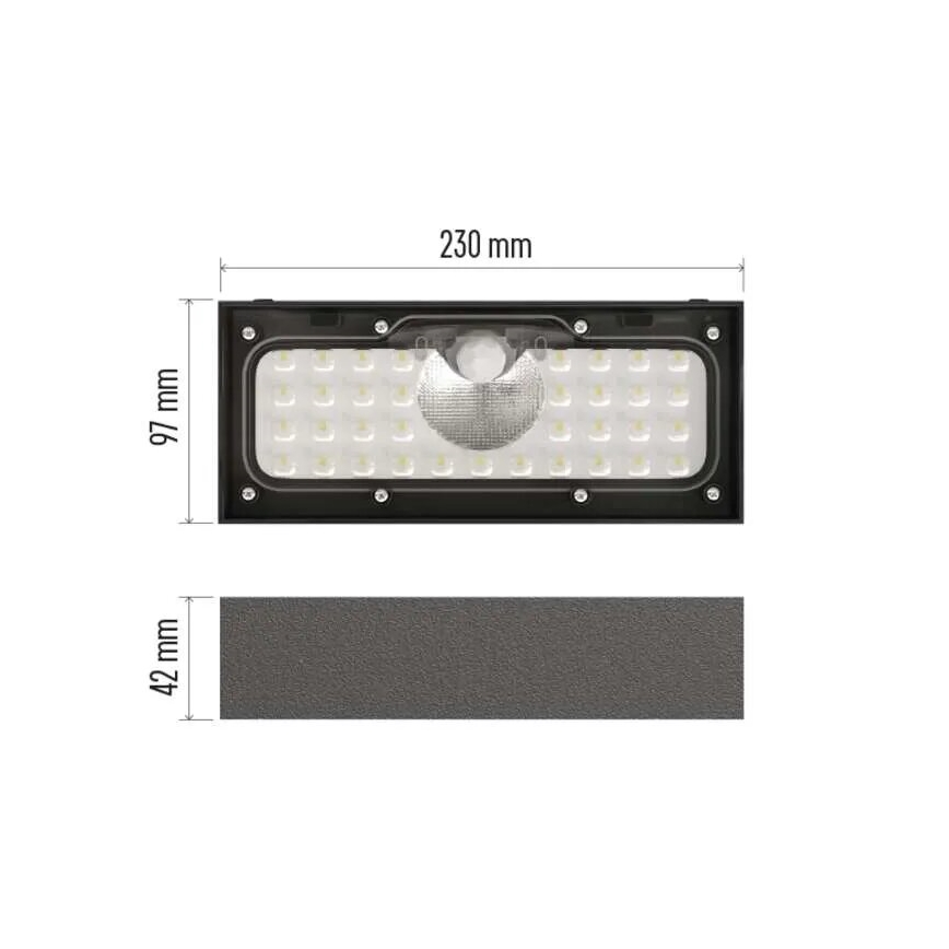 LED Napelemes reflektor mozgásérzékelővel LED/3,7V 3000mAh 4000K IP65 fekete