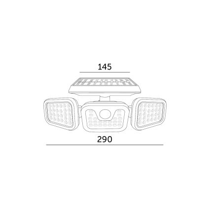 LED napelemes reflektor érzékelővel LED/1,5W/3,7V 6000K IP44 2400 mAh