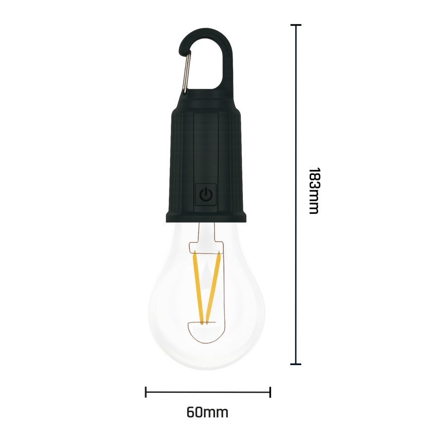 LED napelemes tölthető lámpa LUMINA LUMO LED/USB 300 mAh fekete