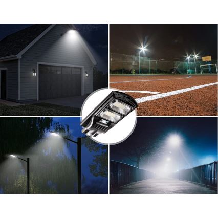 LED Dimmelhető napelemes utcai lámpa érzékelővel LED/120W/6V 11000 mAh 6500K IP65 fekete + távirányítás