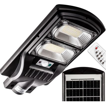 LED Dimmelhető napelemes utcai lámpa érzékelővel LED/120W/6V 11000 mAh 6500K IP65 fekete + távirányítás