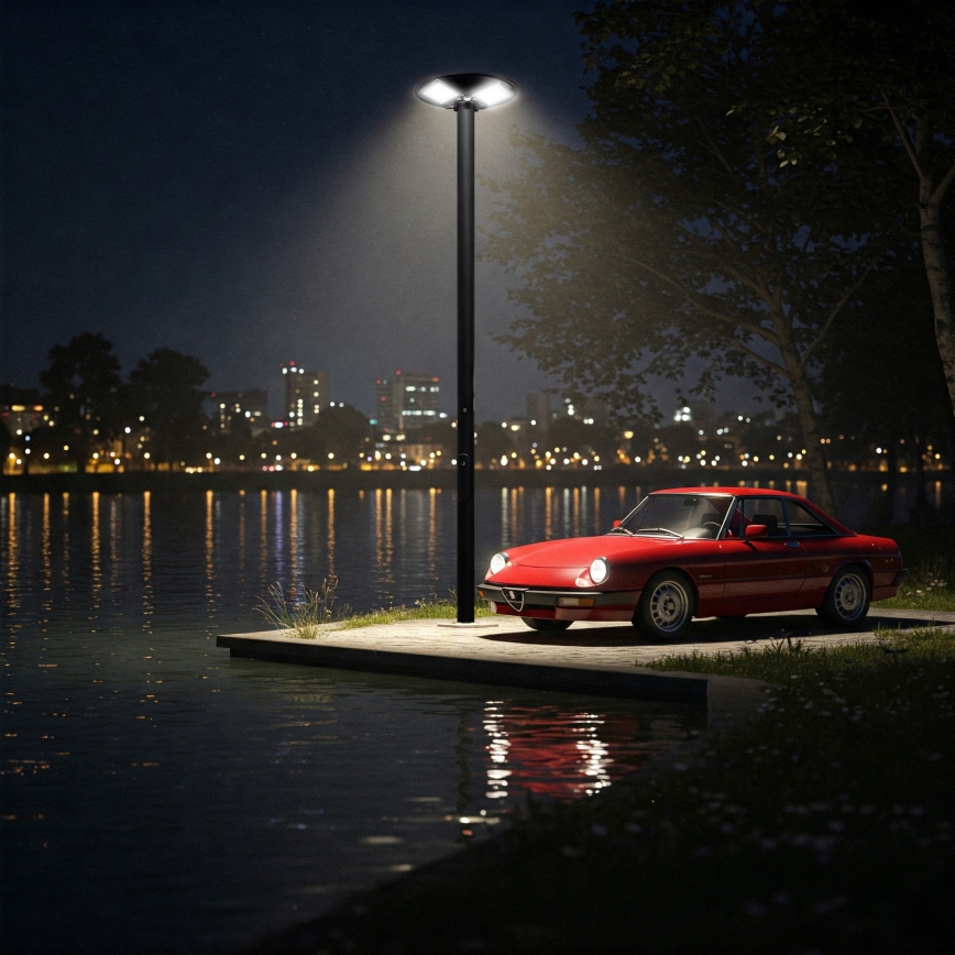 LED Dimmelhető napelemes utcai lámpa érzékelővel LED/15W/6V 11000 mAh 6500K IP65 fekete + távirányítás