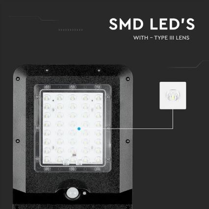 LED Napelemes utcai lámpa érzékelővel LED/15W/7,4V 4000K IP65 10800 mAh