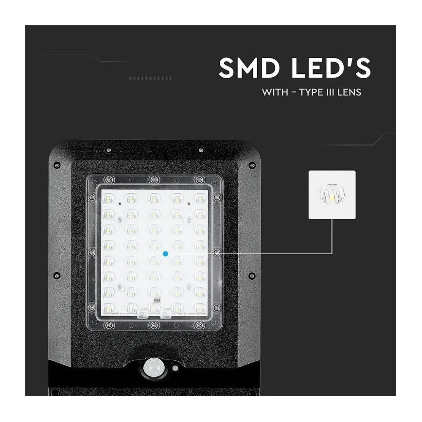 LED Napelemes utcai lámpa érzékelővel LED/15W/7,4V 4000K IP65 10800 mAh