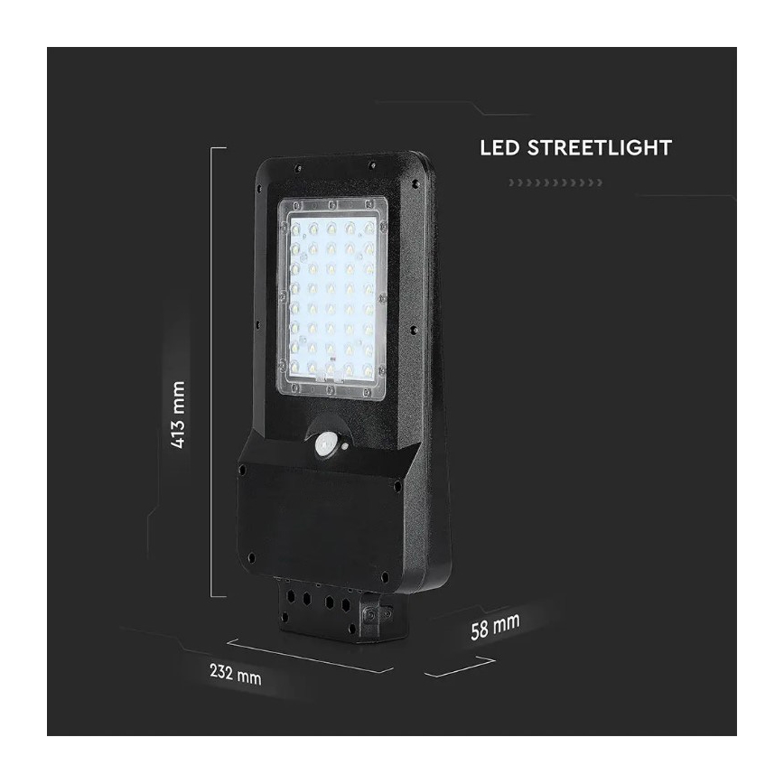 LED Napelemes utcai lámpa érzékelővel LED/15W/7,4V 4000K IP65 10800 mAh
