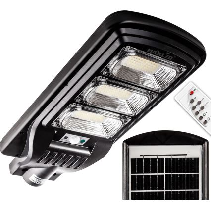 LED Dimmelhető napelemes utcai lámpa érzékelővel LED/180W/6V 11000 mAh 6500K IP65 fekete + távirányítás