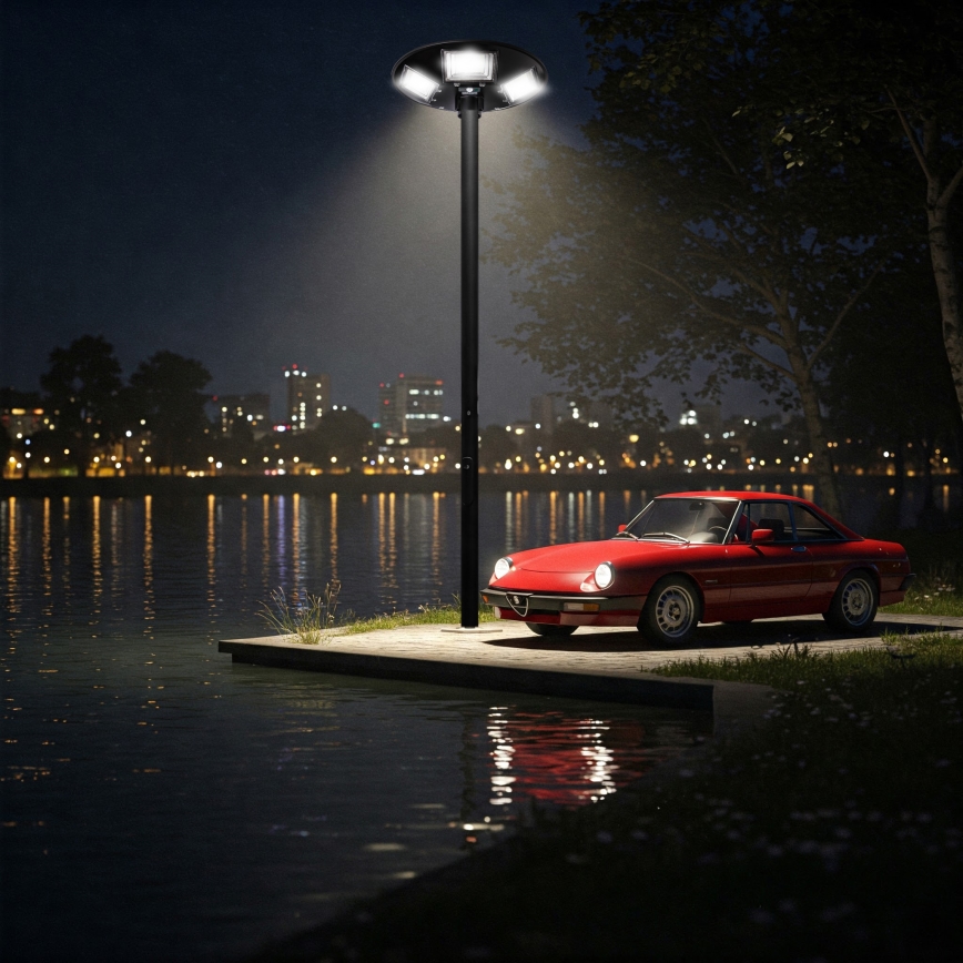 LED Dimmelhető napelemes utcai lámpa érzékelővel LED/22W/6V 18000 mAh 6500K IP65 fekete + távirányítás