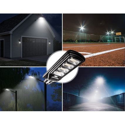 LED Dimmelhető napelemes utcai lámpa érzékelővel LED/240W/6V 11000 mAh 6500K IP65 fekete + távirányítás