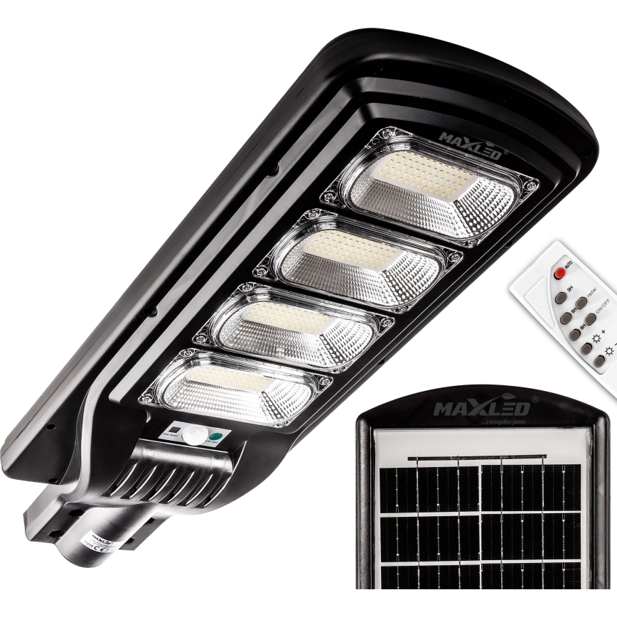 LED Dimmelhető napelemes utcai lámpa érzékelővel LED/240W/6V 11000 mAh 6500K IP65 fekete + távirányítás