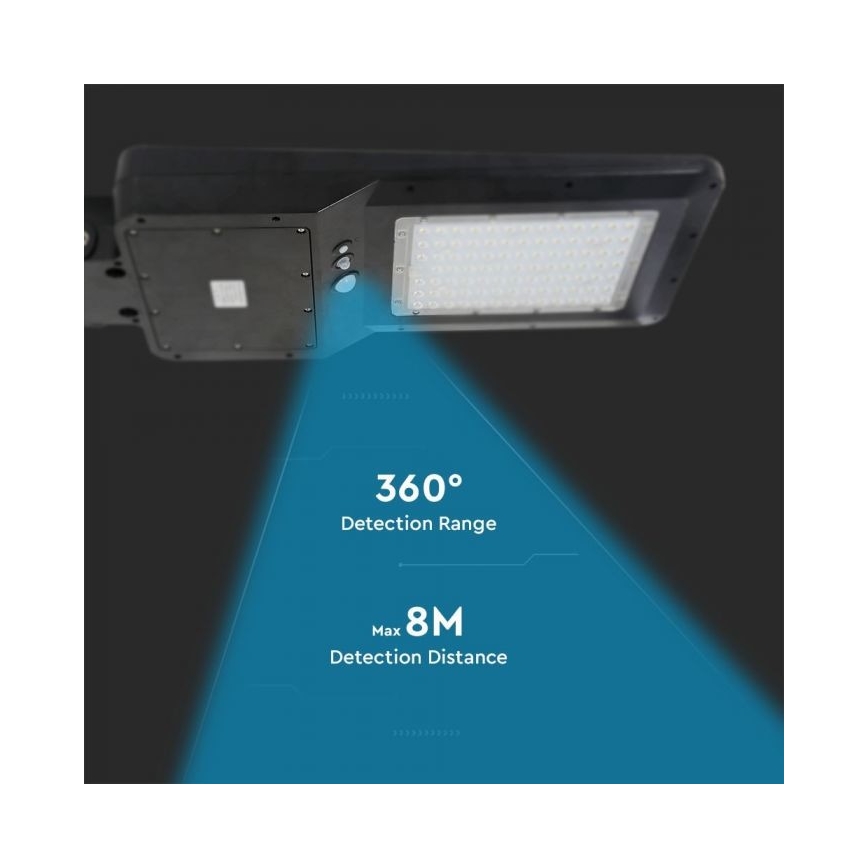 LED Napelemes utcai lámpa érzékelővel LED/40W/9,6V IP65 6000K 12000 mAh + távirányítás