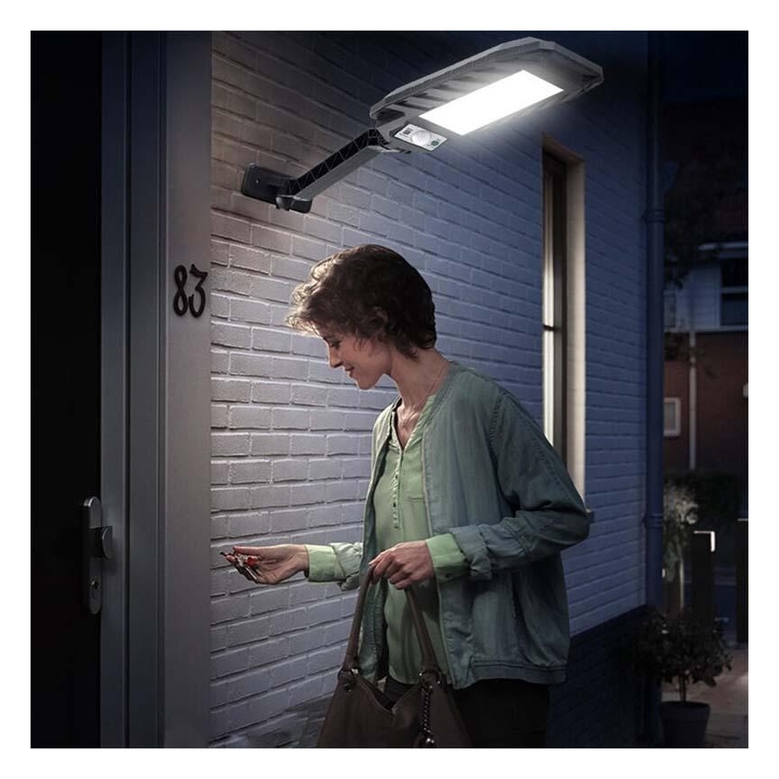 LED napelemes utcai lámpa érzékelővel LED/2,5W/3,7V IP65 + távirányítóval