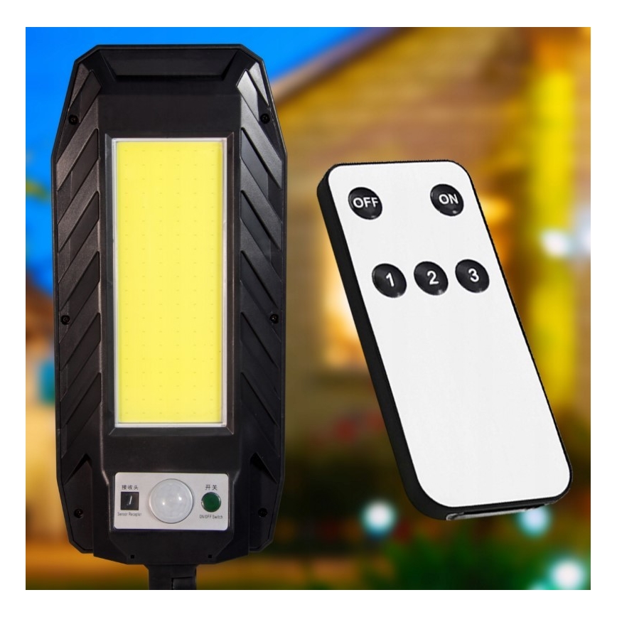 LED napelemes utcai lámpa érzékelővel LED/2,5W/3,7V IP65 + távirányítóval