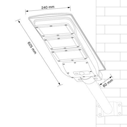 LED napelemes utcai lámpa érzékelővel STREET LED/10W/3,2V 10000 mAh IP65 + távirányító