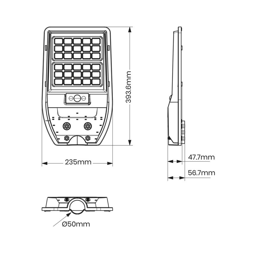 LED napelemes utcai lámpa VIA 50W/5000 mAh 3,2V 6000K IP65 + távirányító