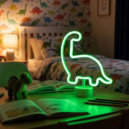 LED neon asztali dekoráció, 2 W, 3×AA/USB, dinoszaurusz