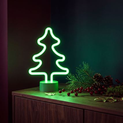 LED neon asztali dekoráció LED/2W/3xAA USB fa