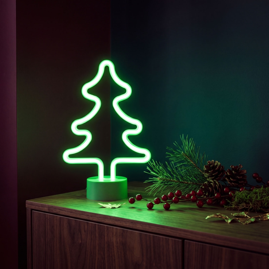LED neon asztali dekoráció LED/2W/3xAA USB fa