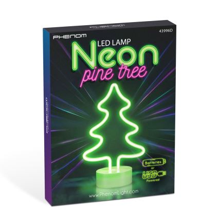 LED neon asztali dekoráció LED/2W/3xAA USB fa