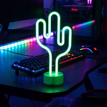 LED neon asztali dekoráció LED/2W/3xAA USB kaktusz