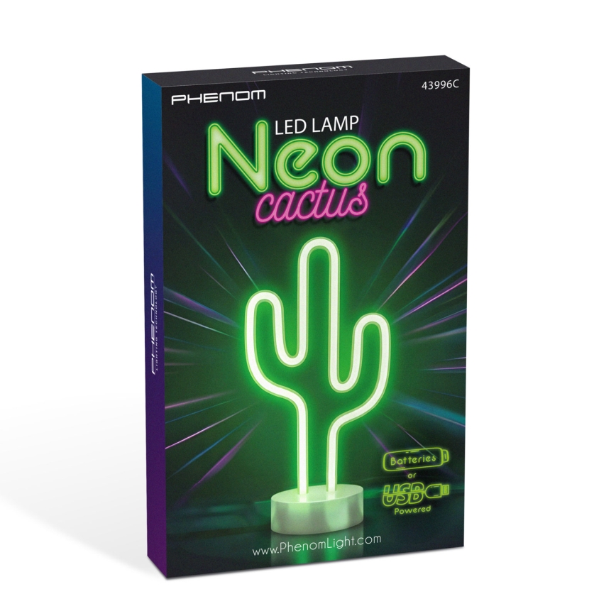 LED neon asztali dekoráció LED/2W/3xAA USB kaktusz