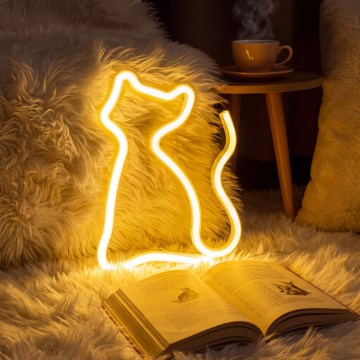 LED neon asztali dekoráció LED/2W/3xAA USB macska