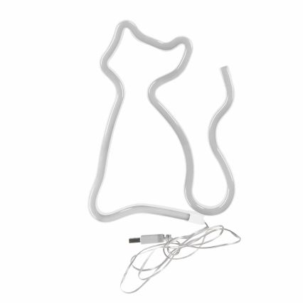 LED Neon fali dekoráció CAT LED/3W/3xAA USB sárga