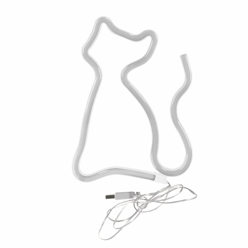 LED Neon fali dekoráció CAT LED/3W/3xAA USB sárga