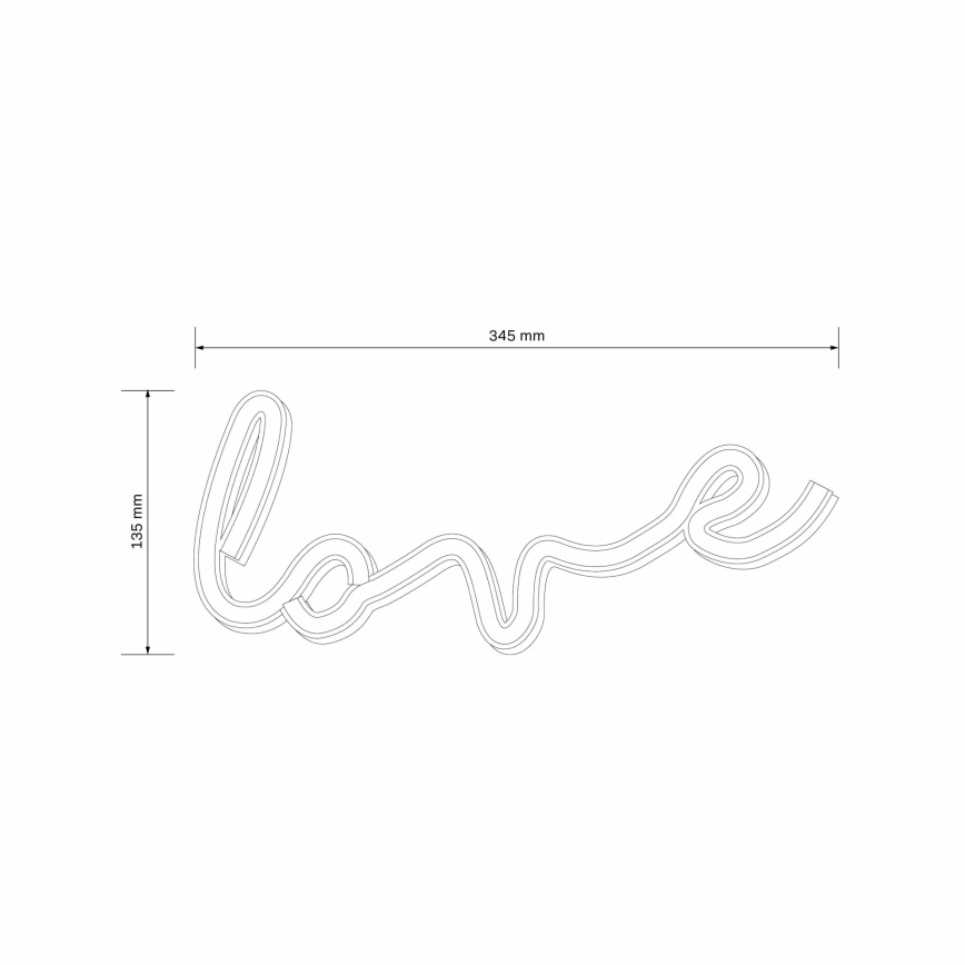LED Neon fali dekoráció LOVE LED/3W/3xAA USB piros