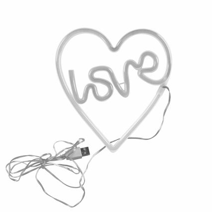 LED Neon fali dekoráció LOVE LED/3W/3xAA USB rózsaszín