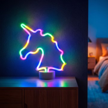 LED neon unikornis asztali dekoráció LED/2W/3xAA USB