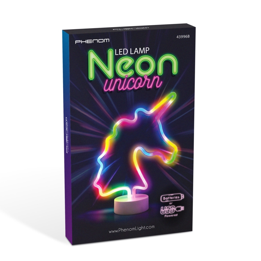 LED neon unikornis asztali dekoráció LED/2W/3xAA USB