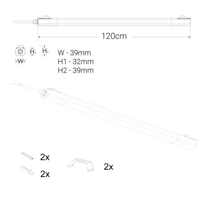 LED Pultmegvilágító LED/36W/230V 4000K 120 cm fekete