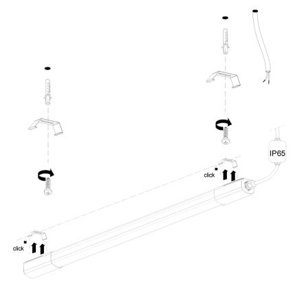 LED Pultmegvilágító LED/36W/230V 4000K 120 cm fekete