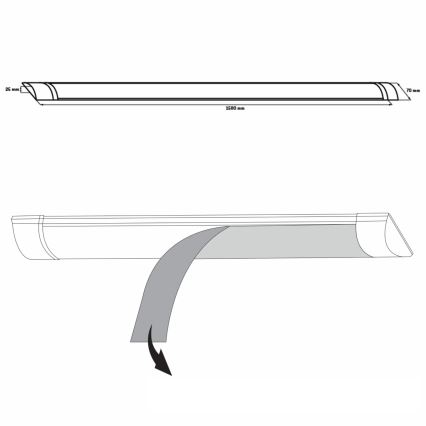 LED Pultmegvilágító LED/50W/230V 4000K 150 cm fehér