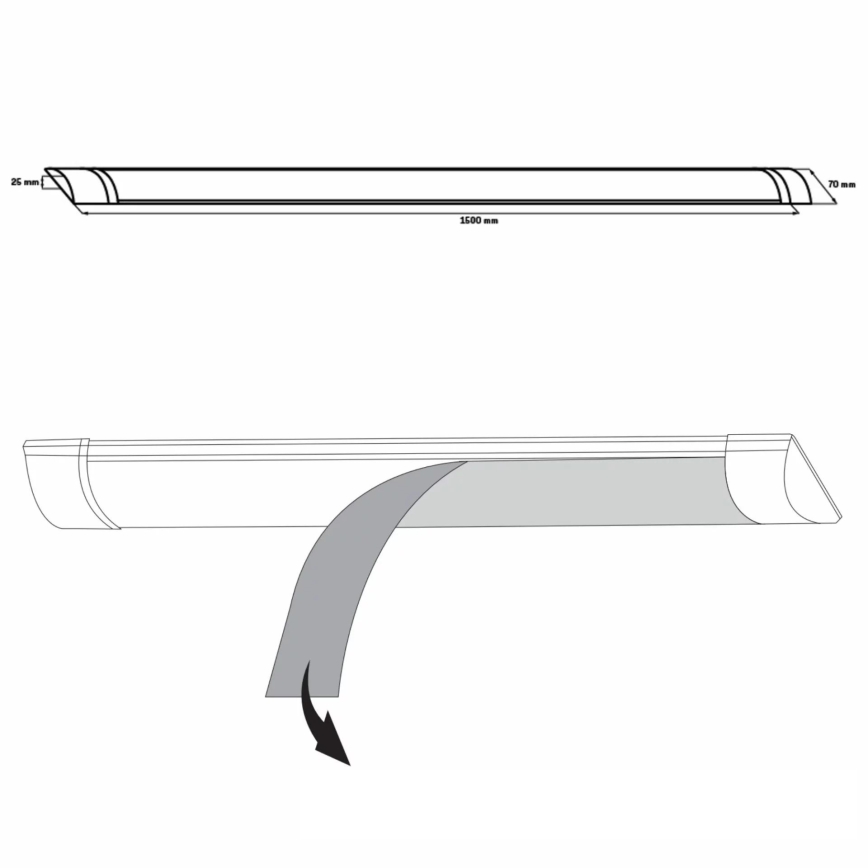 LED Pultmegvilágító LED/50W/230V 4000K 150 cm fehér