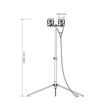 LED reflektor állvánnyal, 2× LED, 30 W, 230 V, 6500 K, IP65, sárga
