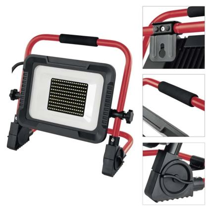 LED reflektor állvánnyal ELION LED/100W/230V 4000K IP65 piros/fekete