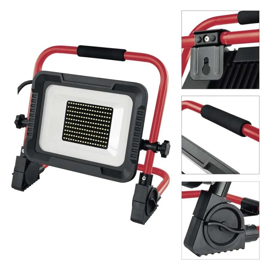 LED reflektor állvánnyal ELION LED/100W/230V 4000K IP65 piros/fekete