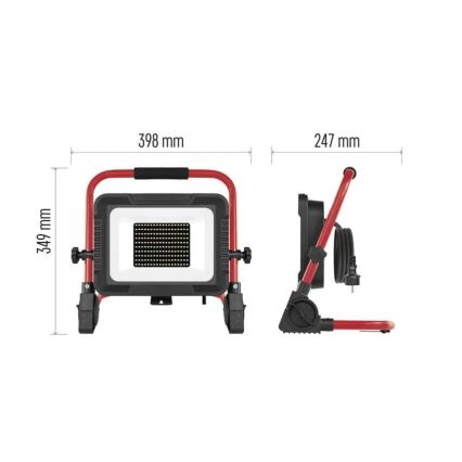 LED reflektor állvánnyal ELION LED/100W/230V 4000K IP65 piros/fekete